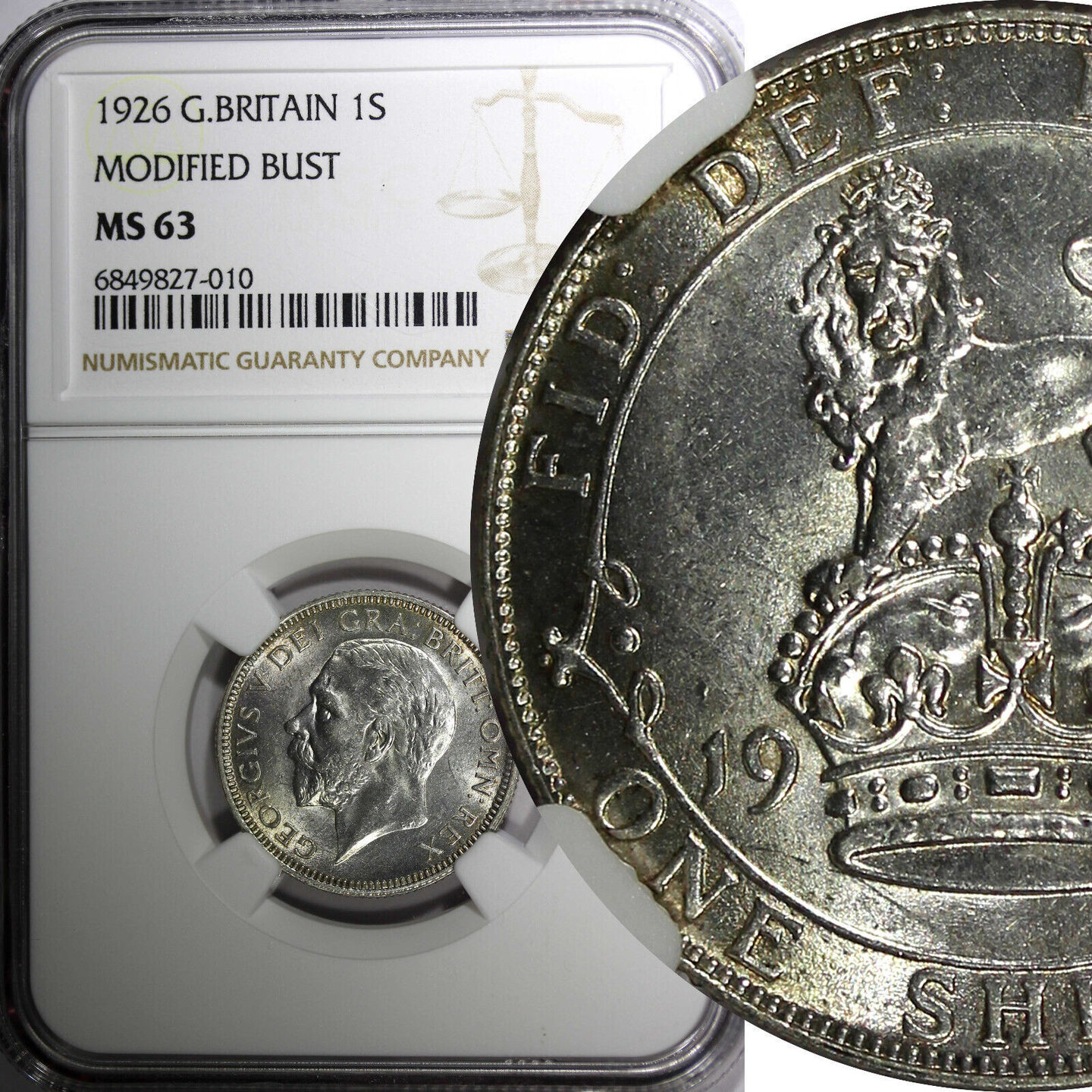 United Kingdom 1 Shilling Great Britain George V Silver 1926 NGC MS63 ...