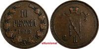 Finland 10 Penniä Finland Nicholas II Copper 1908 10 Penniä Mintage-320,000 KM# 14 (18 740) -