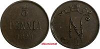 Finland 5 Penniä Finland Nicholas II Copper 1899 5 Penniä Mintage-860,000 KM# 15 (18 731) -
