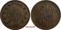 Finland 10 Penniä Finland Nicholas II Copper 1914 10 Penniä Mintage-605,000 KM# 14 (18 744) -