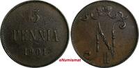 Finland 5 Penniä Finland Nicholas II Copper 1901 5 Penniä Mintage-625,000 KM# 15 (18 733) -