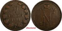 Finland 10 Penniä Finland Nicholas II Copper 1905 10 Penniä Mintage-500,000 KM# 14 (18 738) -