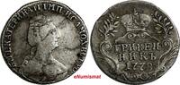 Russia RUSSIA Catherine II Silver 1778 SPB Grivennik Mintage-540,000 VF Toned C# 61b(1) -