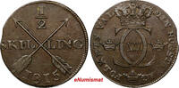 Sweden 1/2 Skilling SWEDEN Carl XIII Copper 1815 NICE DETAILS KM# 590 (9753) -