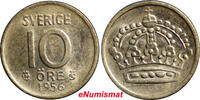 Sweden ORE SWEDEN SILVER Gustaf VI 1956 10 ORE High Grade KM#823 (2208) -