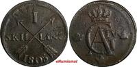 Sweden 1 SKILLING SWEDEN Gustaf IV 1805 OVERSTRUCK ON 2 ORE (1743-1768) KM# 566(15 068) -