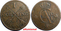 Sweden 1 Skilling Sweden Copper 1802 Overstruck on 1748 2 OreS.M Fredrik I KM566 (4859) -