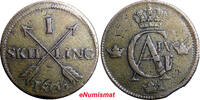 Sweden 1 SKILLING SWEDEN 1805 OVERSTRUCK ON 2 ORE S.M. 1767 FULL DATE KM#566 (2372) -