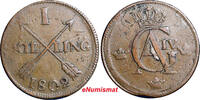 Sweden 1 SKILLING SWEDEN COPPER 1802 OVERSTRUCK ON 2 ORE S.M. 1743-1768 KM#566 (2424) -