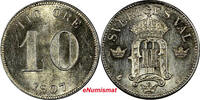 Sweden 10 Öre SWEDEN Oscar II Silver 1907 EB UNC Condition 1 YEAR TYPE KM# 774 (10 524) -