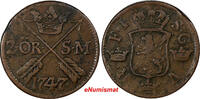 Sweden Ore Sweden Fredrik I Copper 1747 2 Ore, S.M.Silvermynt Mintage-461,000 KM# 437 (315) -