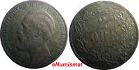 Sweden BRONZE SWEDEN Oscar II 1873 2 Ore VF 1 YEAR TYPE KM# 729 (2053) -