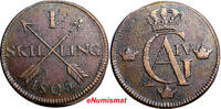 Sweden 1 SKILLING SWEDEN COPPER 1805 OVERSTRUCK ON 2 ORE S.M. 1743-1768 KM#566 (2376) -