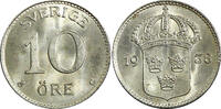 Sweden 10 Öre Sweden Gustaf V (1907-1950) Silver 1938 G GEM BU KM# 780 (22 073) -