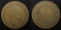 Sweden 2/3 Skilling SWEDEN Oscar I Copper 1855 Last Year Type KM# 663 (22 548) -