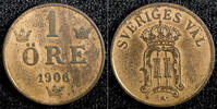Sweden 1906 Öre SWEDEN Oscar II Bronze KM# 768 (22 977) -
