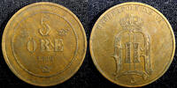 Sweden 5 Öre SWEDEN Oscar II 1886 small letters Mintage- 269,000 KM# 736 (22 976) -