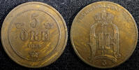Sweden 5 Öre SWEDEN Oscar II 1884 small letters Mintage- 784,140 KM# 736 (22 975) -