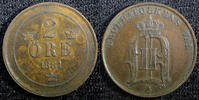 Sweden Ore Sweden Oscar II Copper 1881 2 Ore KM# 746 (23 139) -