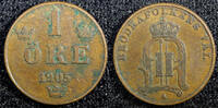 Sweden Bronze Sweden Oscar II 1905 1 Öre extra Large letters KM# 750 (22 143) -