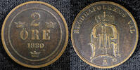 Sweden Ore Sweden Oscar II Copper 1880 2 Ore KM# 746 (23 140) -