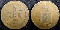 Sweden Bronze SWEDEN Oscar II (1872-1907) 1885 5 ORE SCARCE KM# 736 (22 962) -