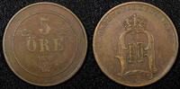 Sweden 5 Öre SWEDEN Oscar II Bronze 1898 27mm KM# 757 (22 959) -