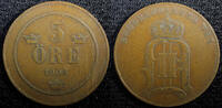 Sweden 5 Öre SWEDEN Oscar II Bronze 1905 27mm Mintage-545,080 KM# 757 (23 170) -