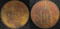 Sweden 1 Öre Sweden Oscar II Bronze 1890 Large letters KM# 750 (23 162) -