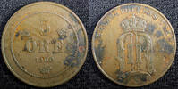 Sweden 5 Öre SWEDEN Oscar II Bronze 1900 27mm Mintage-365,000 KM# 757 (22 961) -