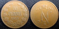 Finland 10 Penniä 1915 Finland Nicholas II Copper 1915 10 Penniä Mintage... 10.00 US$  +  5.00 US$ shipping