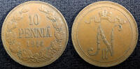 Finland 10 Penniä 1914 Finland Nicholas II Copper 1914 10 Penniä Mintage... 10.00 US$  +  5.00 US$ shipping