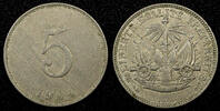 Haiti 5 Centimes 1904 HAITI Copper-Nickel 1904  Light Toned 1 Year Type ... 25.00 US$  +  5.00 US$ shipping