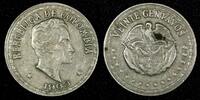 20 Centavos Colombia Simon Bolivar 1963 Large Date Variety VF KM# 215.2 (26 989) -