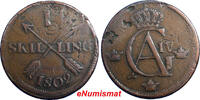  1 Skilling 1802 Sweden Copper 1802  Overstruck on 2 Ore S.M.(1743-1768)... 30.00 US$  +  5.00 US$ shipping