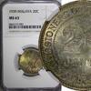  20 Cents 1939 MALAYA George VI Silver 1939  NGC MS63 1 Year Type Nice T... 75.00 US$  +  5.00 US$ shipping