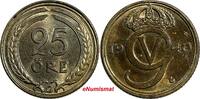  25 &Ouml;re 1940 Sweden Gustaf V Nickel-Bronze 1940 G  aUNC KM# 798 (17 991)... 10.00 US$  +  5.00 US$ shipping