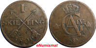  1 Skilling 1802 Sweden Copper 1802  Overstruck on 1748 2 OreS.M Fredrik... 30.00 US$  +  5.00 US$ shipping