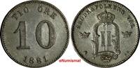  Ore 1881 SWEDEN Oscar II Silver 1881 EB 10 Ore Mintage-763,000 KEY DATE... 40.00 US$  +  5.00 US$ shipping