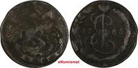 Russia Denga Russia Catherine II Copper 1766 EM Ekaterinburg Mint C# 56.2 (18 707) -