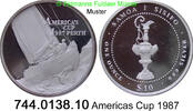 10 Dollars 1987 Western Samoa Westsamoa Samoa *69 KM66 Americas Cup . 744.0138.10 PP in original Kapsel