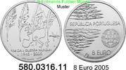 Portugal 8 Euro 60 Jahre Kriegsende, mit Europastern . 580.0316.11 -