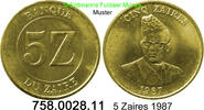 Kongo, DR / Zaire Republik Zaire 5 Zaires *60 KM14 Mobutu mit Mütze . 758.0028.11 -