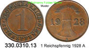 Weimarer Republik 1 Reichspfennig J.313 Ähren . 330.0310.13 -