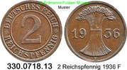 Germany Deutschland 2 Reichspfennig J.314 Ähren . 330.0718.13 -