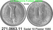 Egypt Ägypten 10 Piaster *225 KM506 Arm mit Zweig . 271.0663.11 -