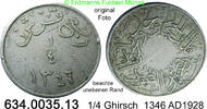 Saudi Arabien, Hejaz und Nejd 1/4 Ghirsch *5 KM7 . 634.0035.13 -