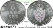 Hessen-Darmstadt 6 Kreuzer AKS 107 .Ludwig II. 1830-1848 . 323.1927.11 -