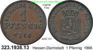 Hessen-Darmstadt 1 Pfennig AKS 131 . Ludwig III. 1848-1877 . 323.1938.13 -