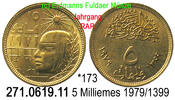5 Milliemes 1979 / 1399 Ägypten *173 Mumienkopf . 271.0619.11 Jahrgang RAR 
